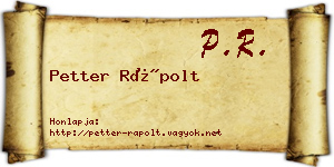 Petter Rápolt névjegykártya